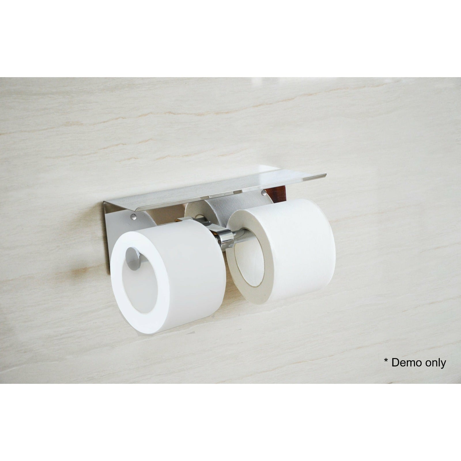 Stainless Steel Double Toilet Paper Holder Towel Roll Tissue Rack Storage Shelf