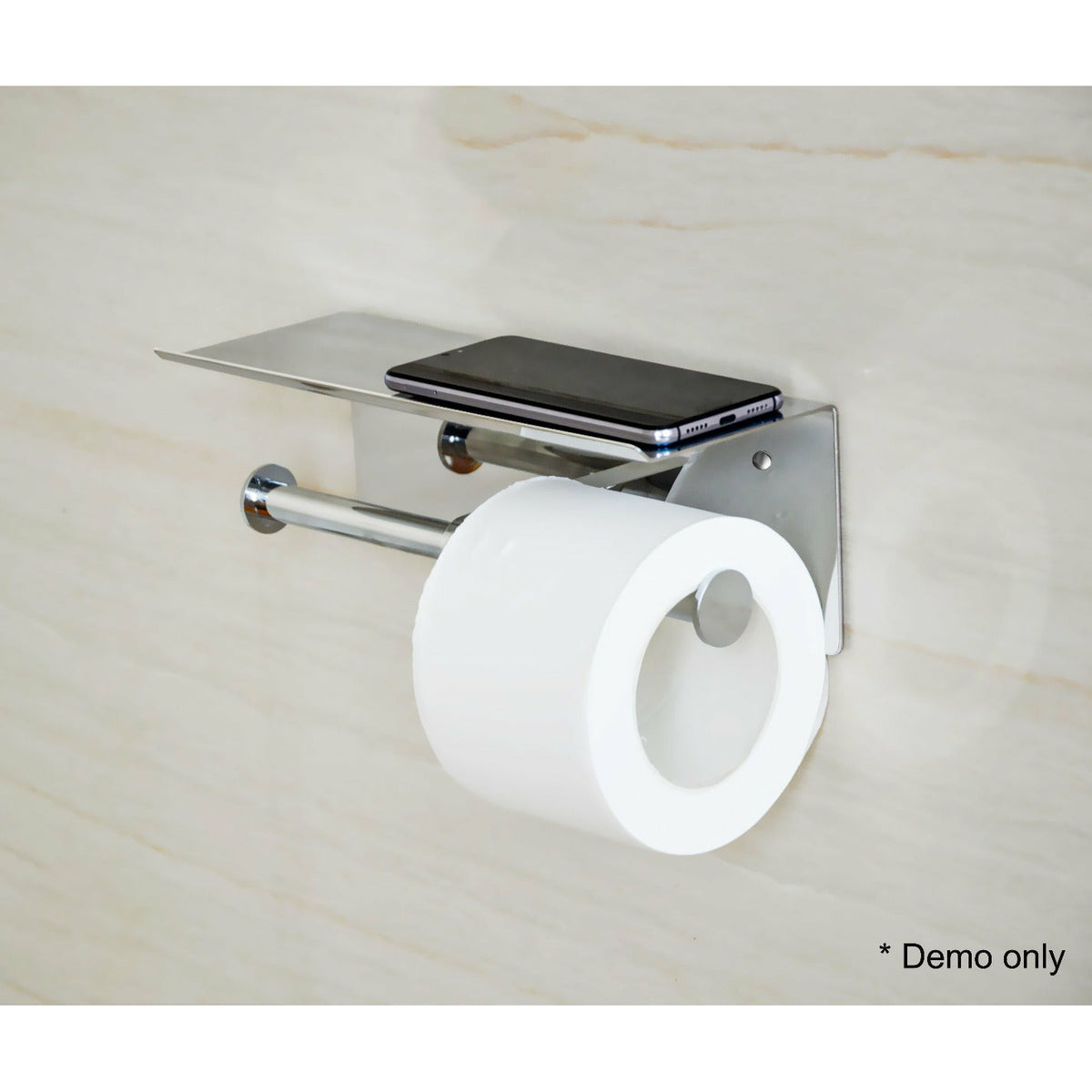 Stainless Steel Double Toilet Paper Holder Towel Roll Tissue Rack Storage Shelf
