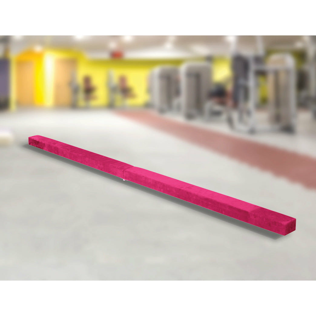 2.2m Gymnastics Folding Balance Beam Pink Synthetic Suede