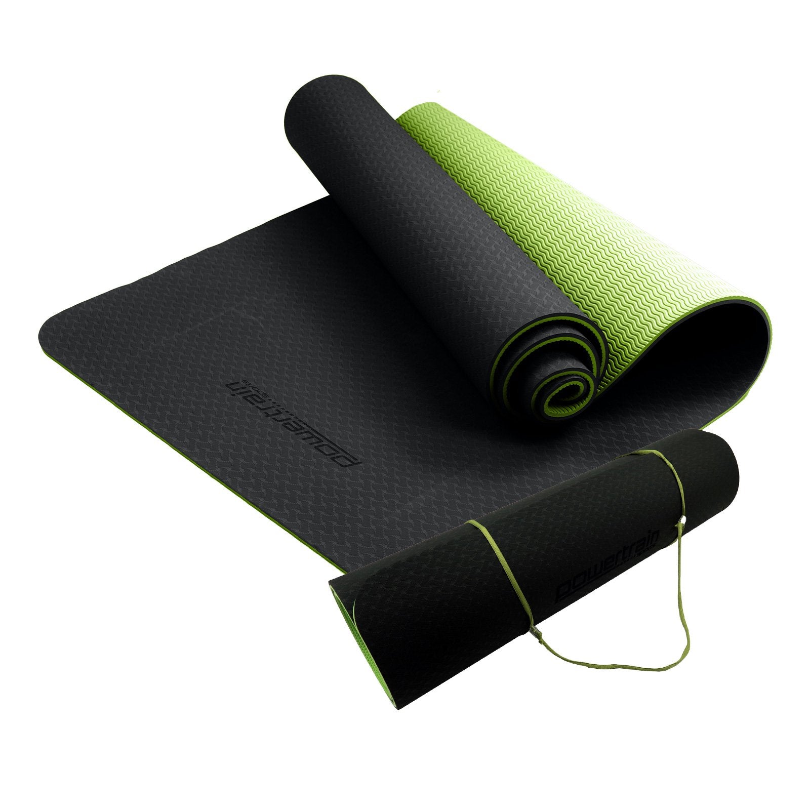 Powertrain Eco-Friendly TPE Pilates Exercise Yoga Mat 8mm  Black Green