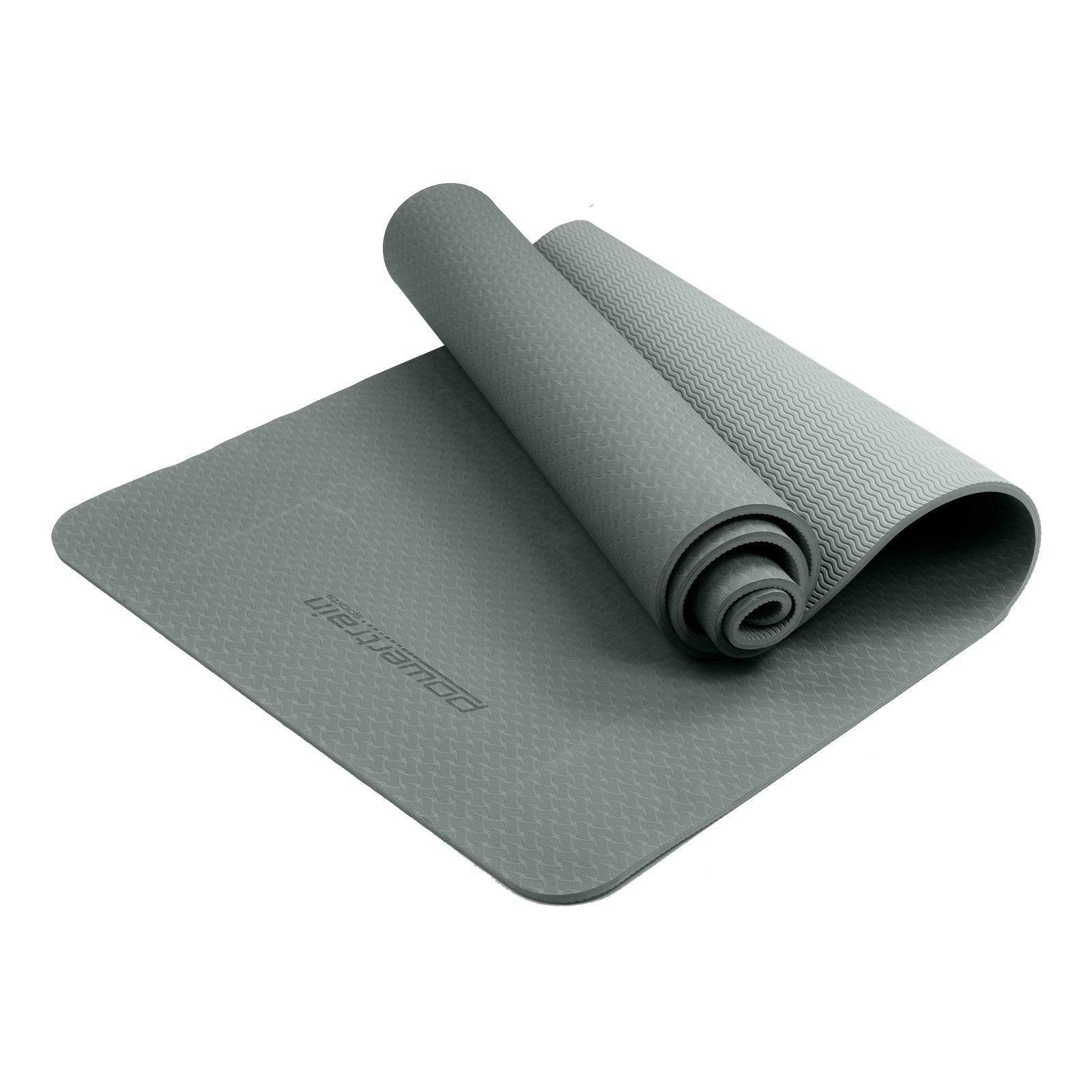 Powertrain Eco-Friendly TPE Yoga Pilates Exercise Mat 6mm - Light Grey